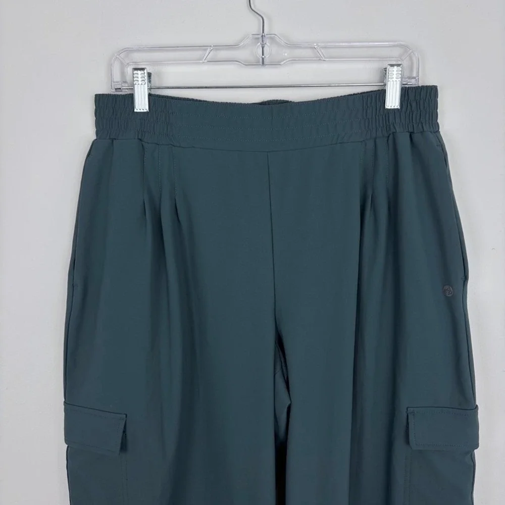 Apana Pleated Wide Leg Cargo Pants Dark Teal Athleisure Gorpcore Size Large